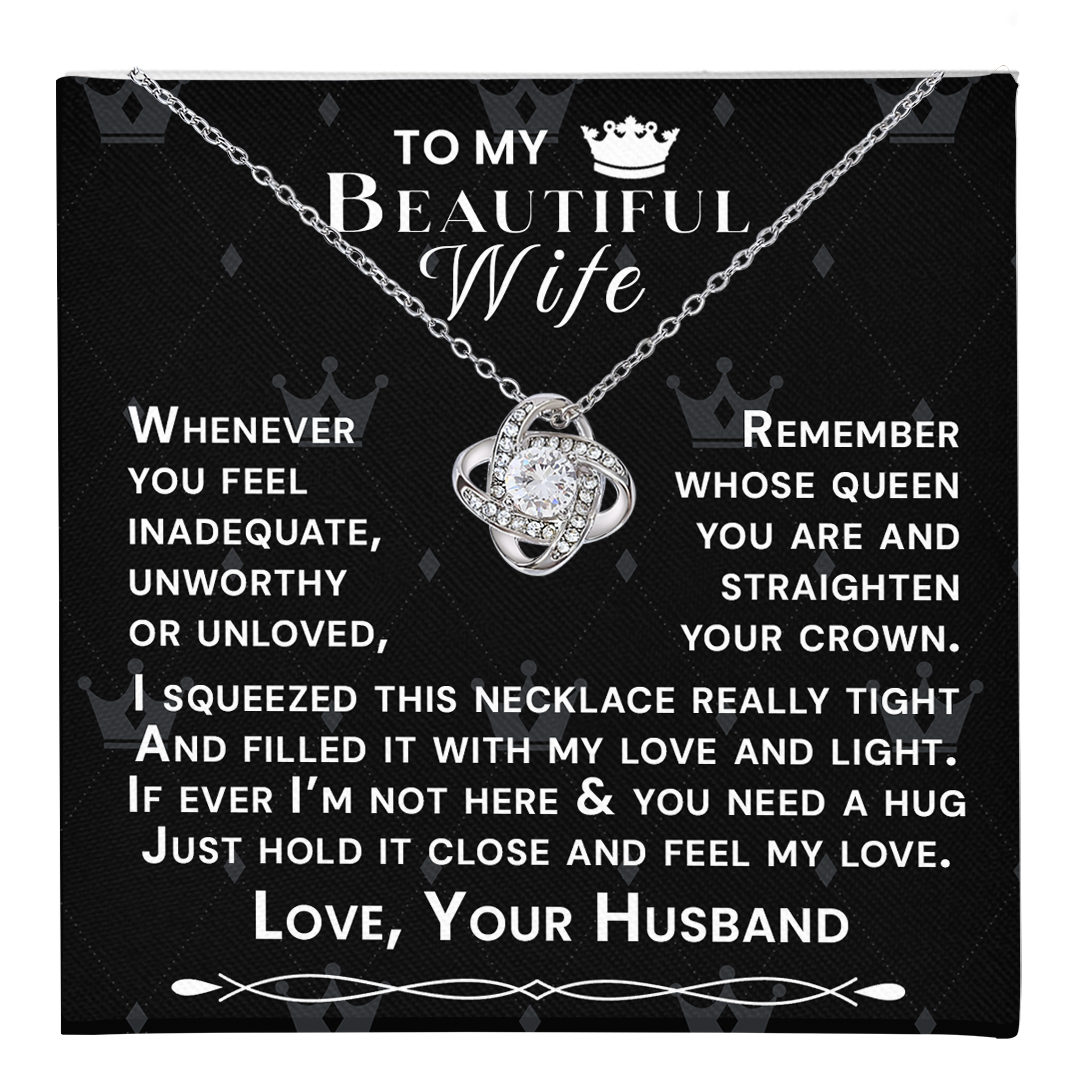 To My Beautiful Wife Hold Me Close Love Knot Necklace V5