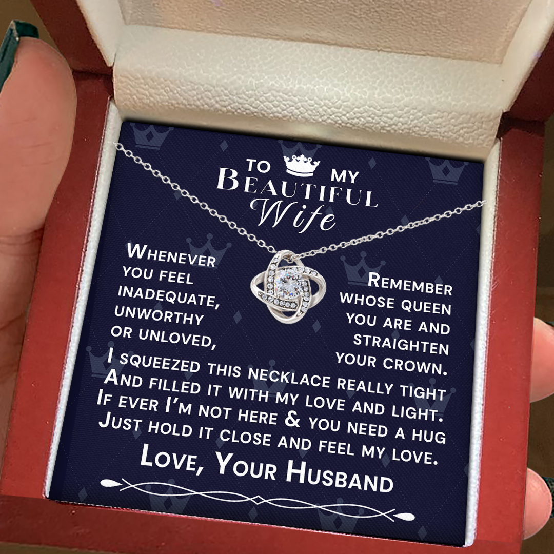 To My Beautiful Wife Hold Me Close Love Knot Necklace V10