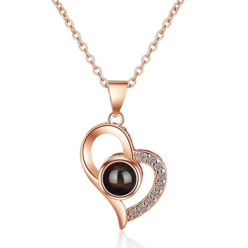 Projection Necklace Set With Rose Gift Box - Say "I Love You" in 100 Languages, The Perfect Romantic Gift for Special Occasions