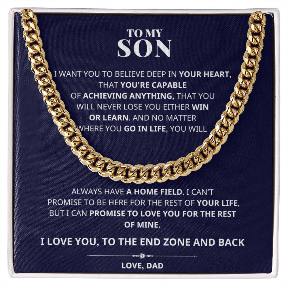 To My Son You're Capable Cuban Link Chain Necklace