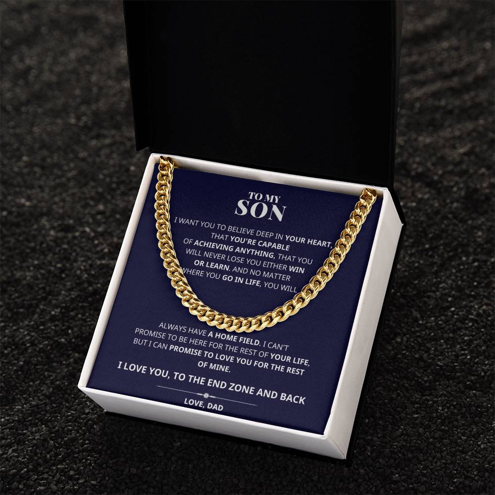 To My Son You're Capable Cuban Link Chain Necklace