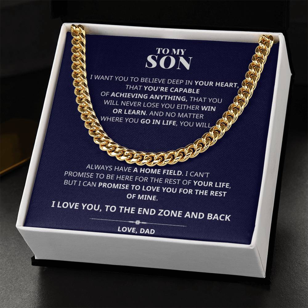 To My Son You're Capable Cuban Link Chain Necklace