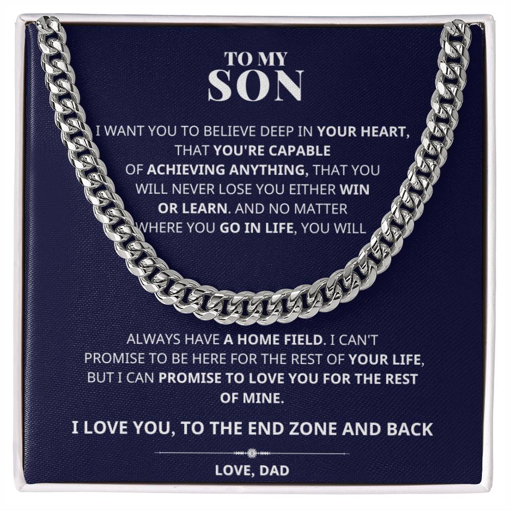 To My Son You're Capable Cuban Link Chain Necklace