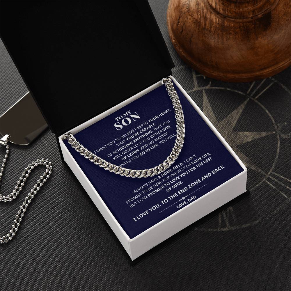 To My Son You're Capable Cuban Link Chain Necklace