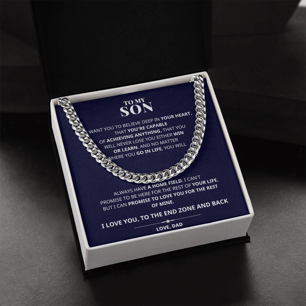 To My Son You're Capable Cuban Link Chain Necklace