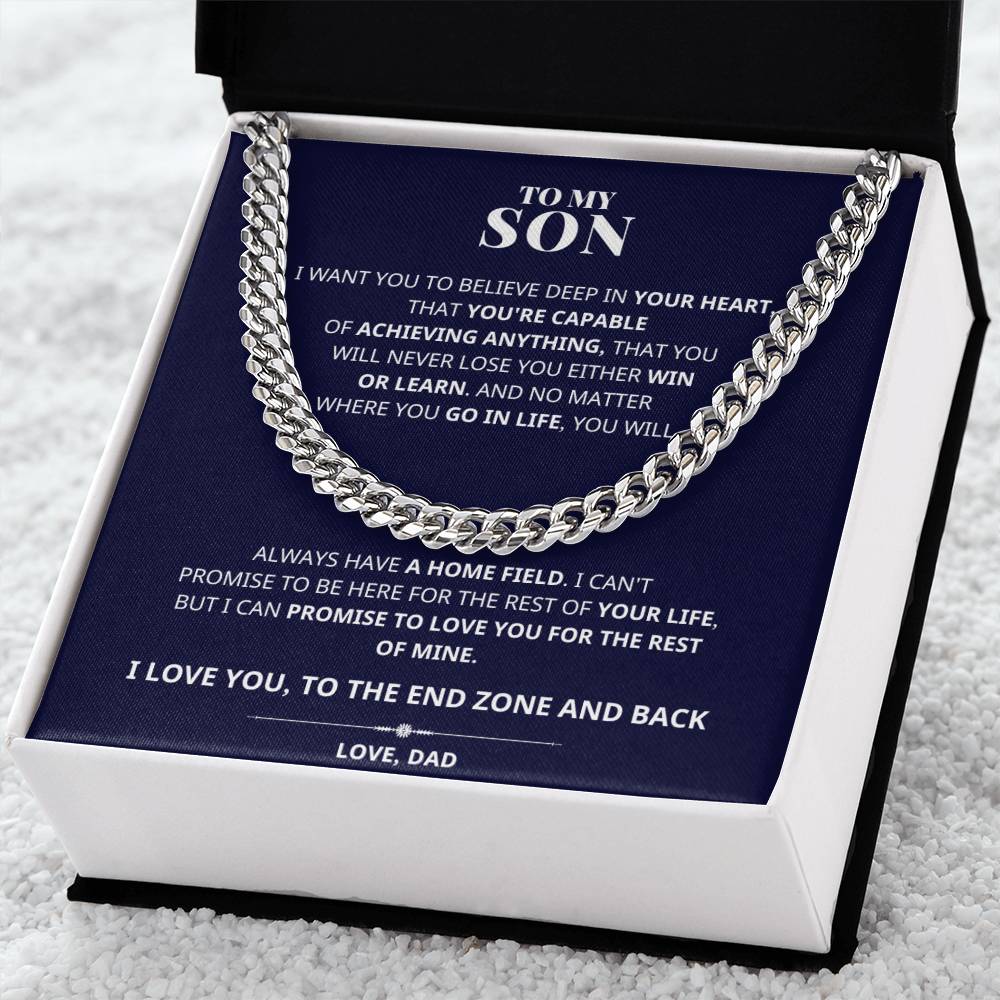 To My Son You're Capable Cuban Link Chain Necklace