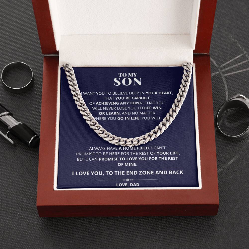 To My Son You're Capable Cuban Link Chain Necklace