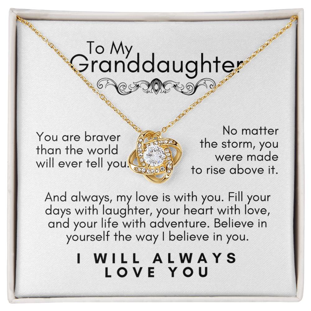 To My Granddaughter: Love Knot Necklace, a Reminder of Courage, Strength, and Unfailing Support