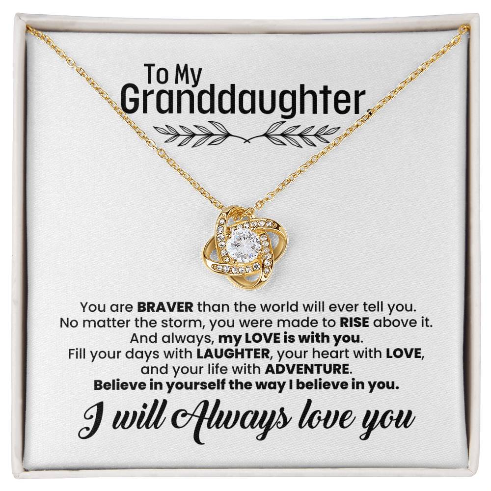 To My Granddaughter: Love Knot Necklace, a Reminder of Courage, Strength, and Unfailing Support