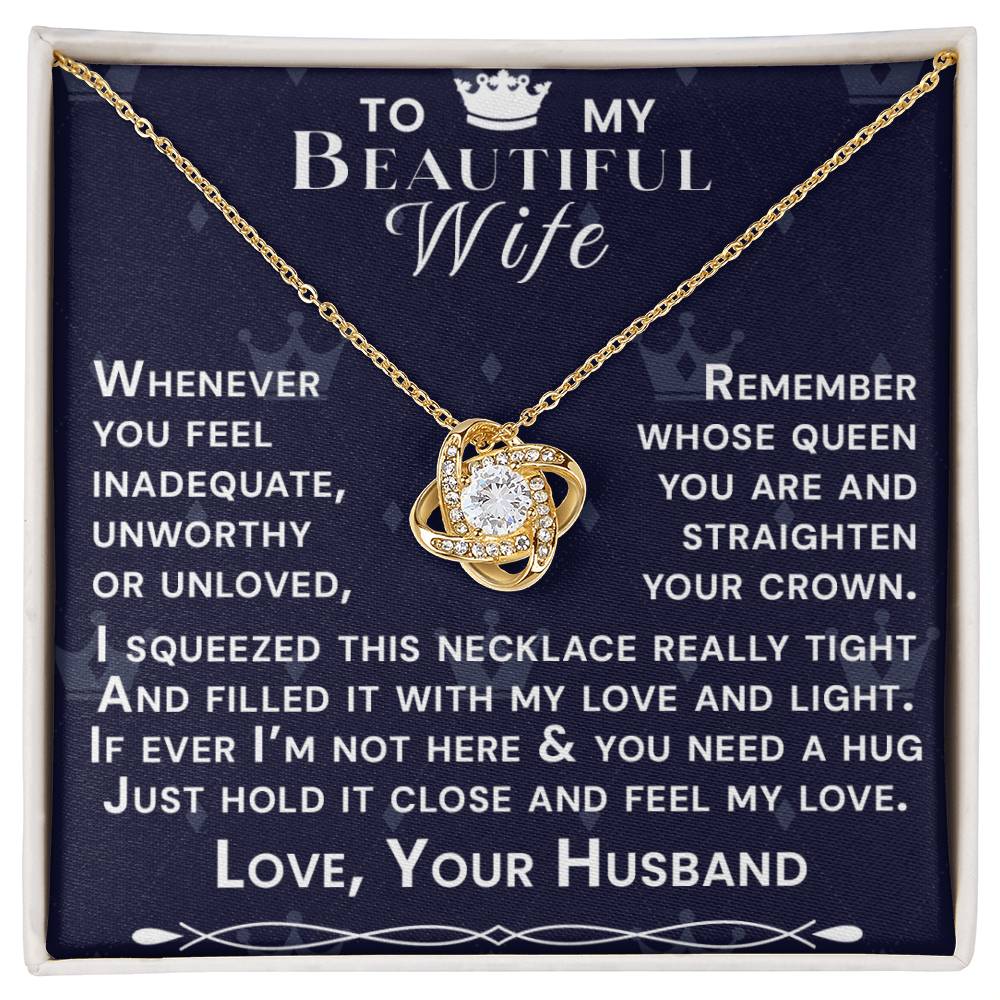 To My Beautiful Wife Hold Me Close Love Knot Necklace V10