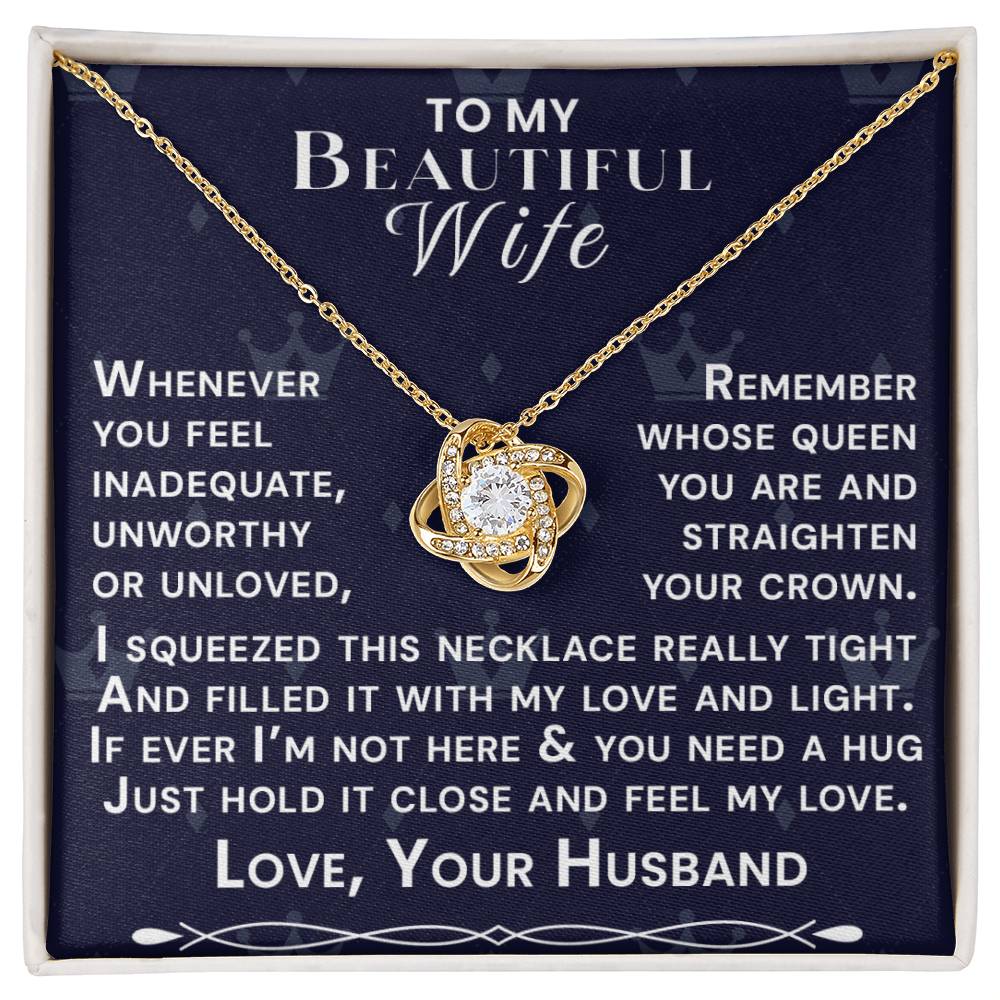 To My Beautiful Wife Hold Me Close Love Knot Necklace V2