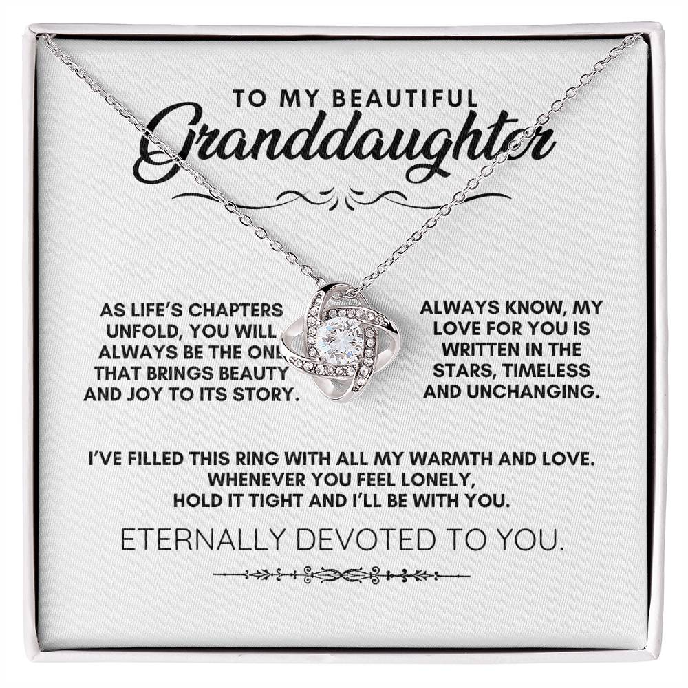 To My Beautiful Granddaughter: Love Knot Necklace, A Reminder of Love That Shines Forever.