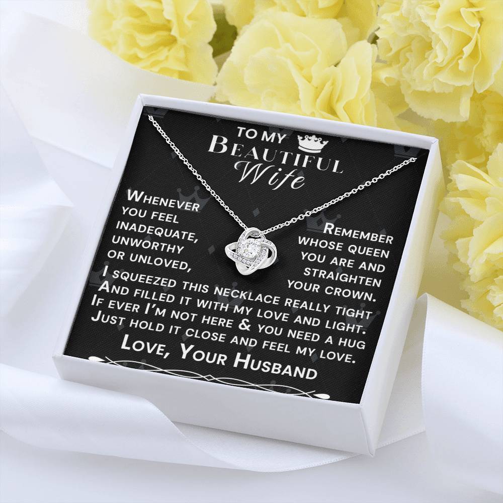 To My Beautiful Wife Hold Me Close Love Knot Necklace V5