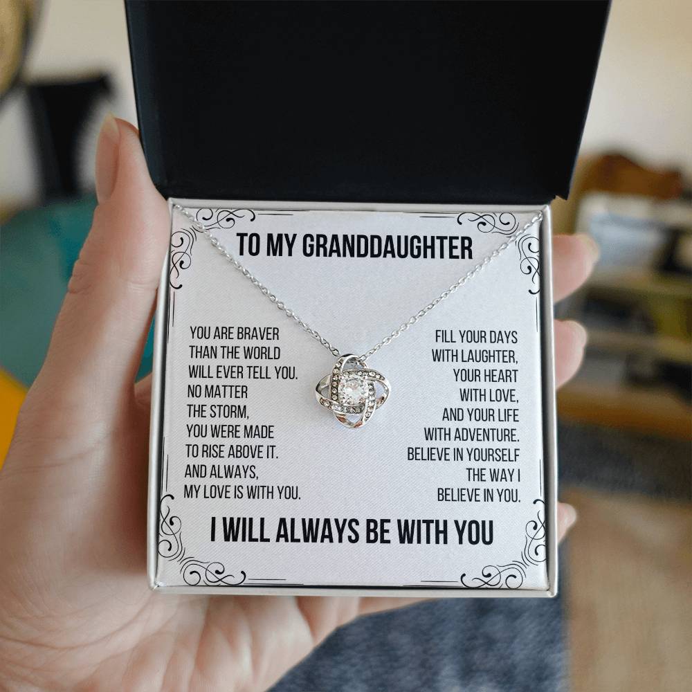 To My Granddaughter: Love Knot Necklace, a Reminder of Courage, Strength, and Unfailing Support