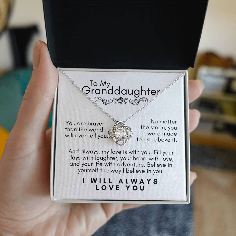 To My Granddaughter: Love Knot Necklace, a Reminder of Courage, Strength, and Unfailing Support