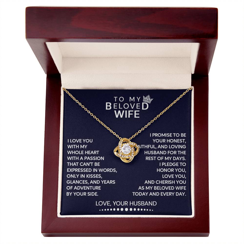 To My Beloved Wife Love Knot Necklace