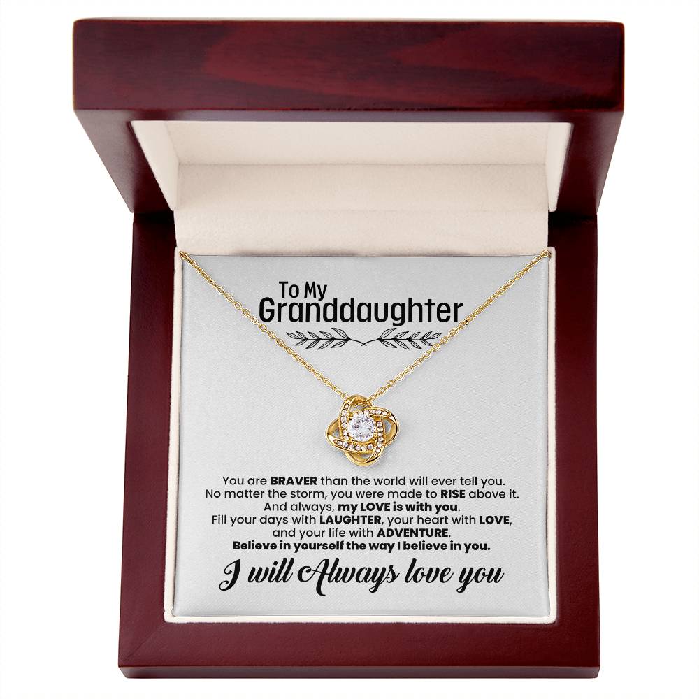 To My Granddaughter: Love Knot Necklace, a Reminder of Courage, Strength, and Unfailing Support