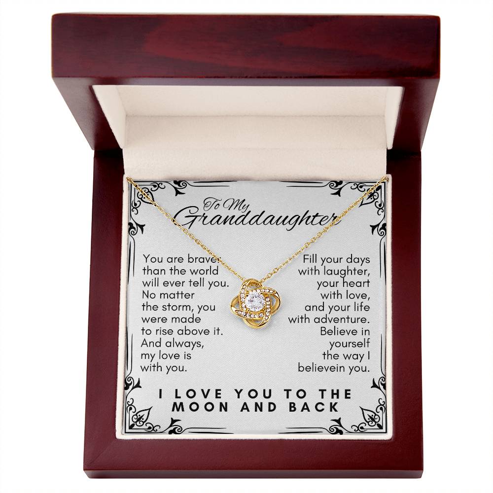 To My Granddaughter: Love Knot Necklace, a Reminder of Courage, Strength, and Unfailing Support