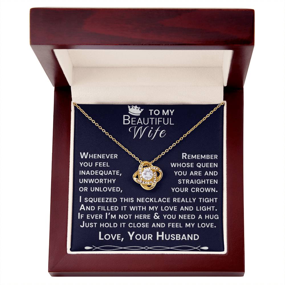 To My Beautiful Wife Hold Me Close Love Knot Necklace V14