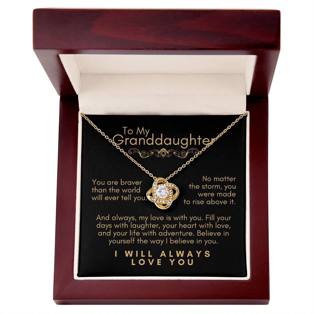 To My Granddaughter: Love Knot Necklace, a Reminder of Courage, Strength, and Unfailing Support