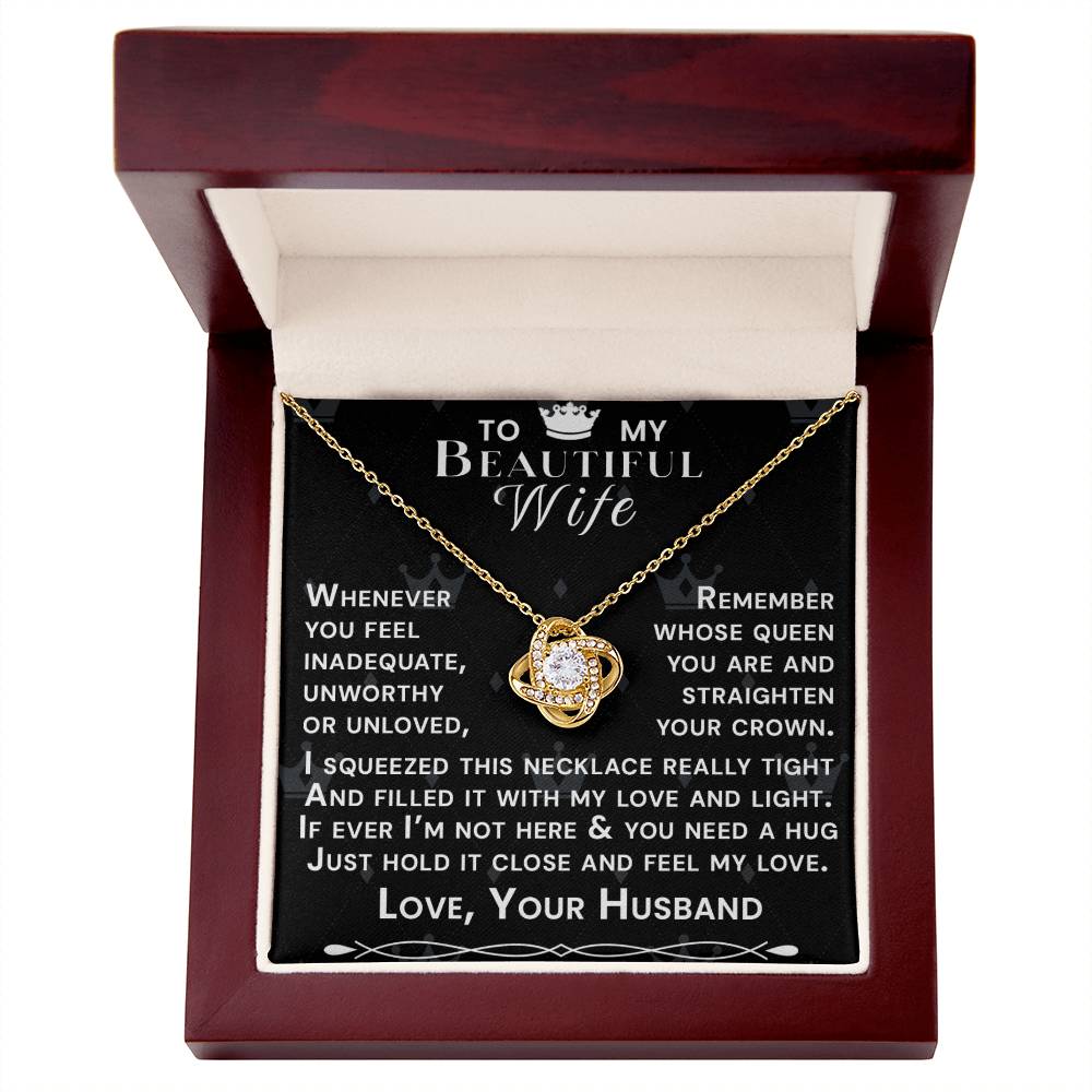 To My Beautiful Wife Hold Me Close Love Knot Necklace V9