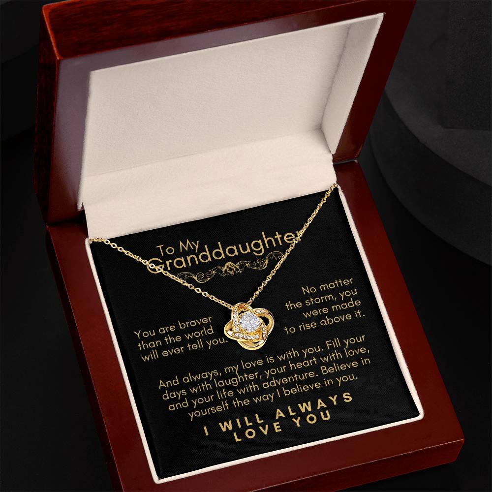 To My Granddaughter: Love Knot Necklace, a Reminder of Courage, Strength, and Unfailing Support