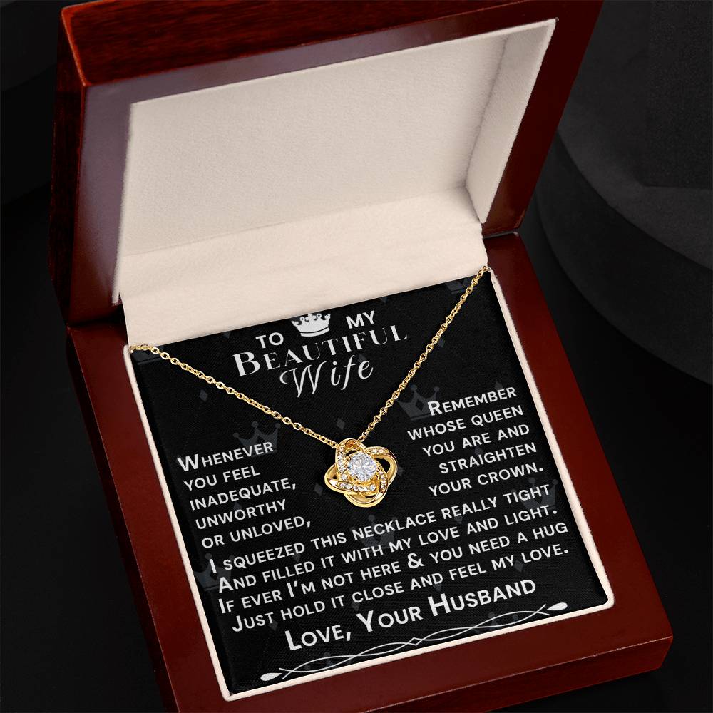To My Beautiful Wife Hold Me Close Love Knot Necklace V9