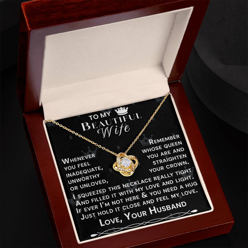 To My Beautiful Wife Hold Me Close Love Knot Necklace V5