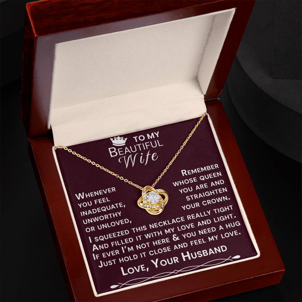 To My Beautiful Wife Hold Me Close Love Knot Necklace V16