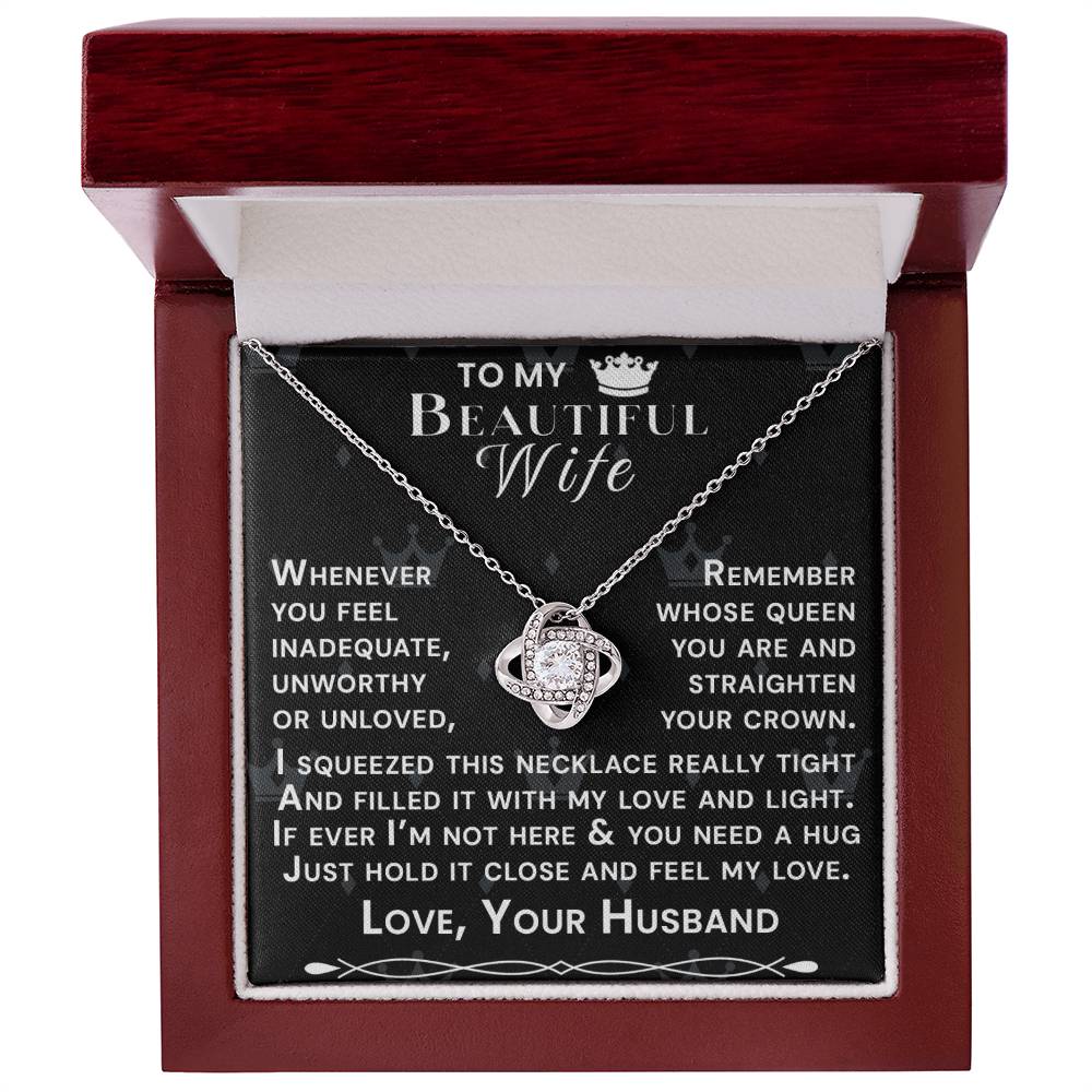 To My Beautiful Wife Hold Me Close Love Knot Necklace V5