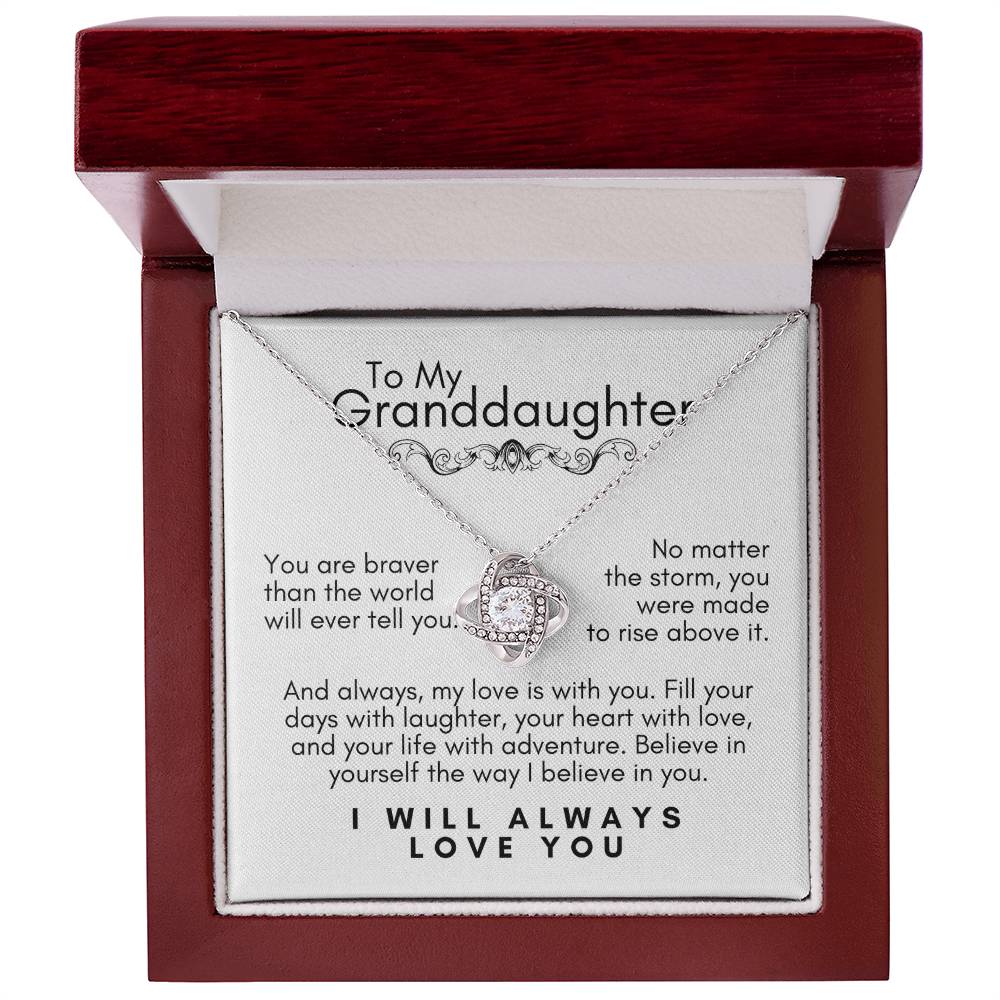 To My Granddaughter: Love Knot Necklace, a Reminder of Courage, Strength, and Unfailing Support