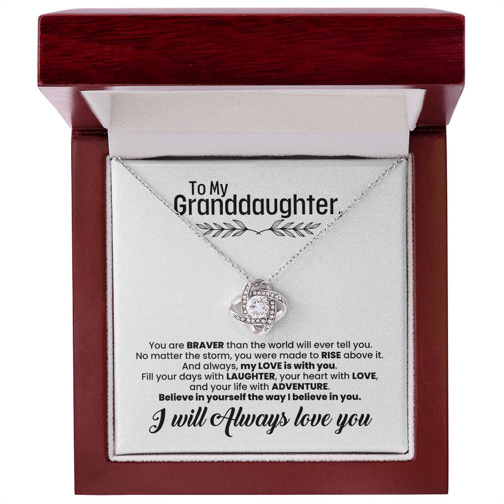 To My Granddaughter: Love Knot Necklace, a Reminder of Courage, Strength, and Unfailing Support