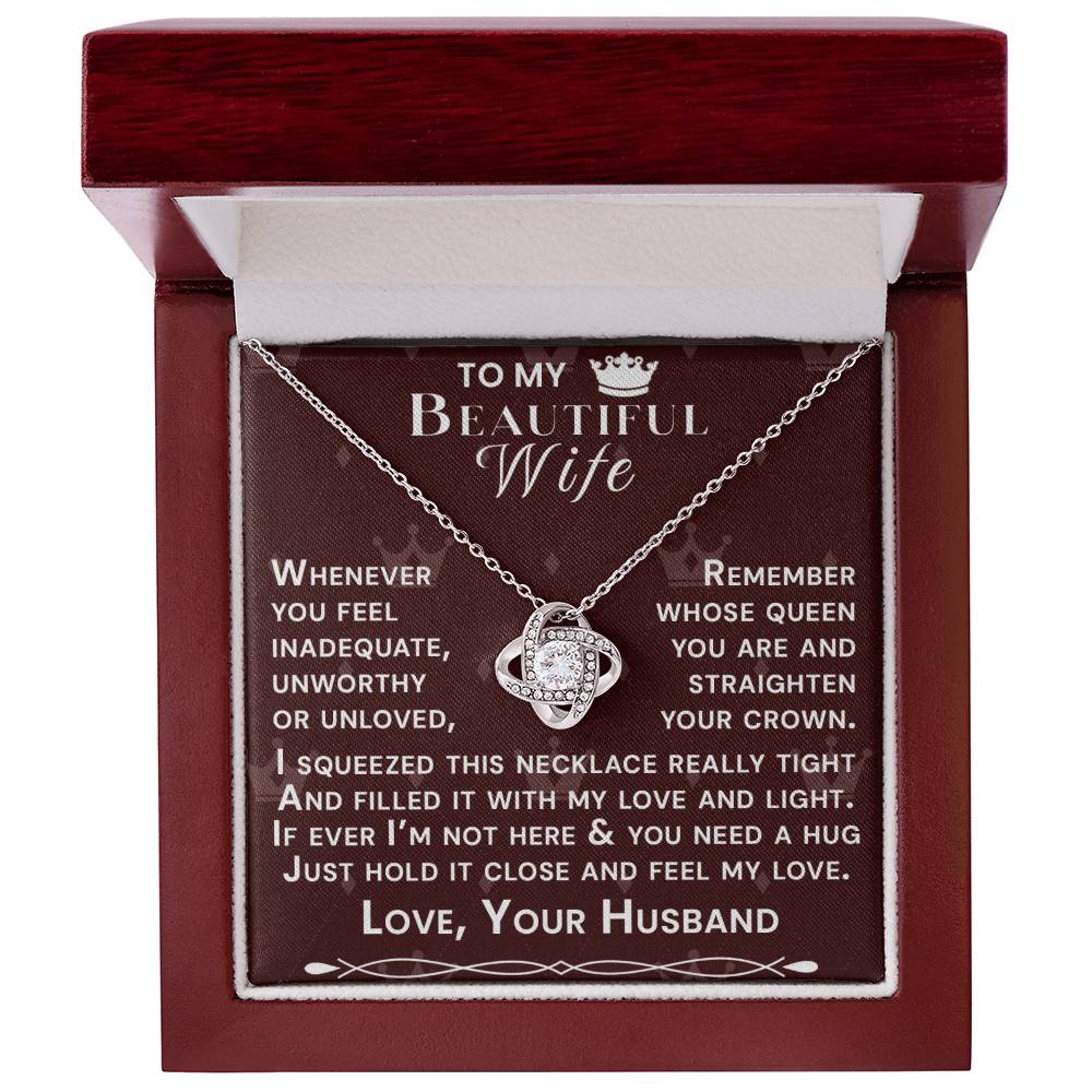 To My Beautiful Wife Hold Me Close Love Knot Necklace V7