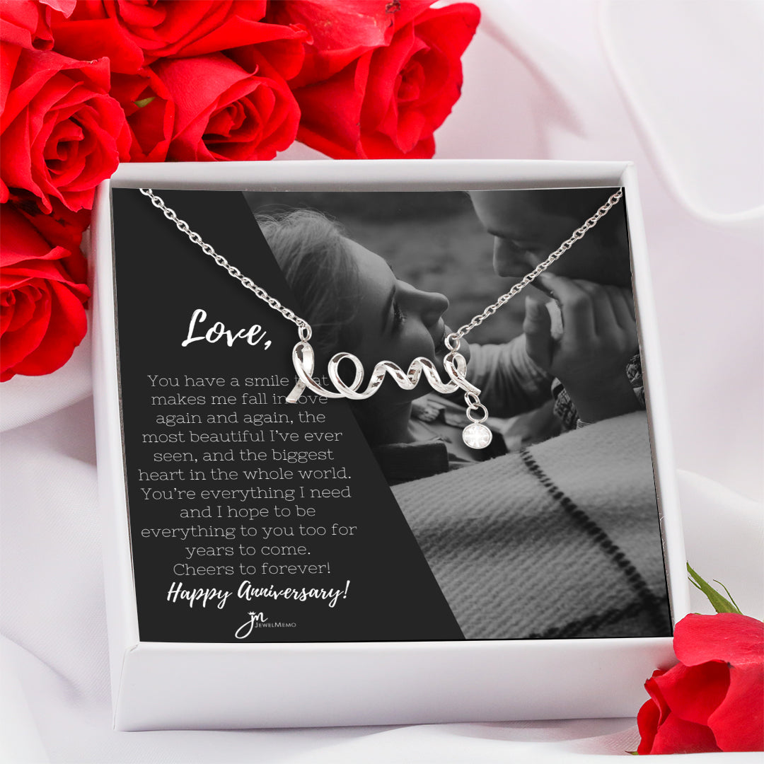 Anniversary Necklace Custom B/W Image - You're Everthing I Need