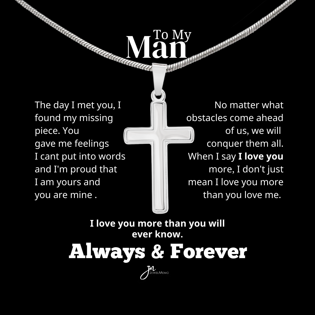 To My Man Cross Necklace - Black - Always & Forever
