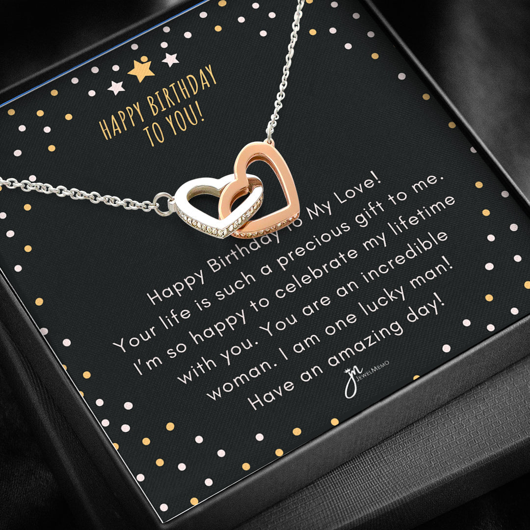 Interlocking Hearts Birthday Necklace - You Are An Incredible Woman