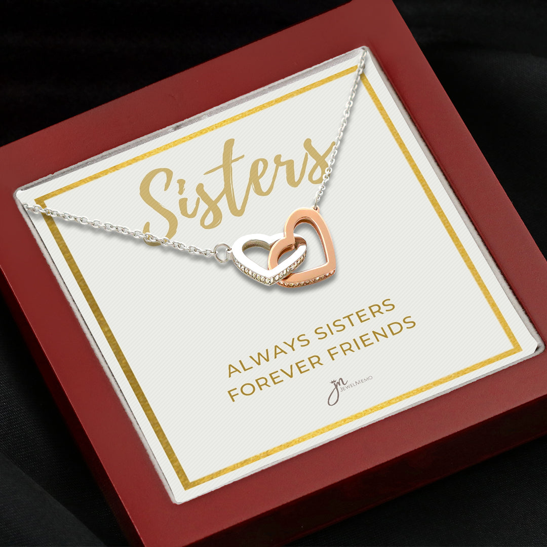 Always Sisters Interlocking Hearts Friendship Necklace