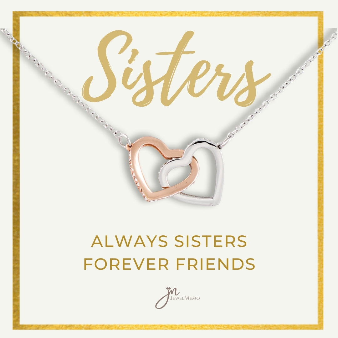 Always Sisters Interlocking Hearts Friendship Necklace