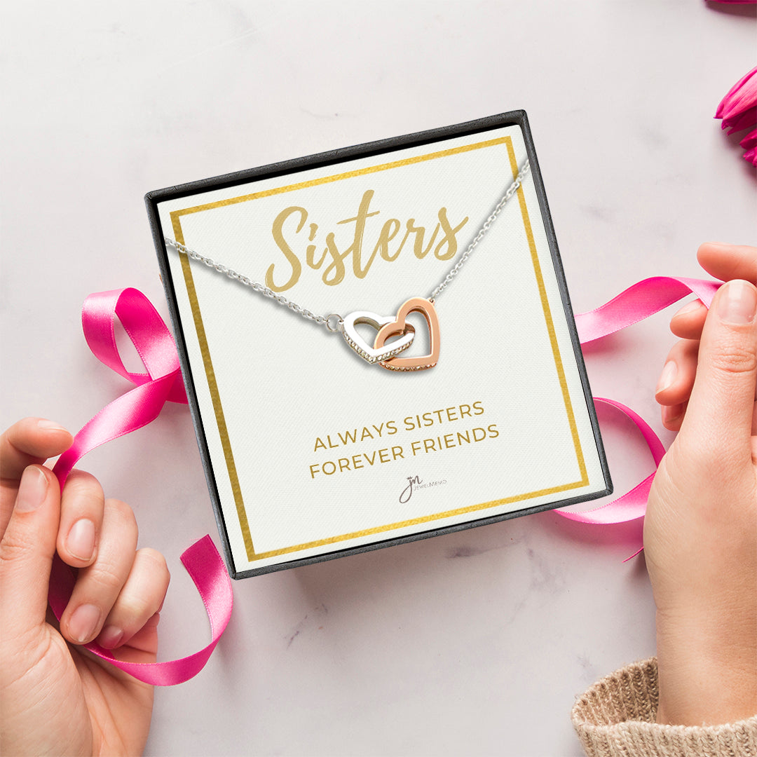 Always Sisters Interlocking Hearts Friendship Necklace