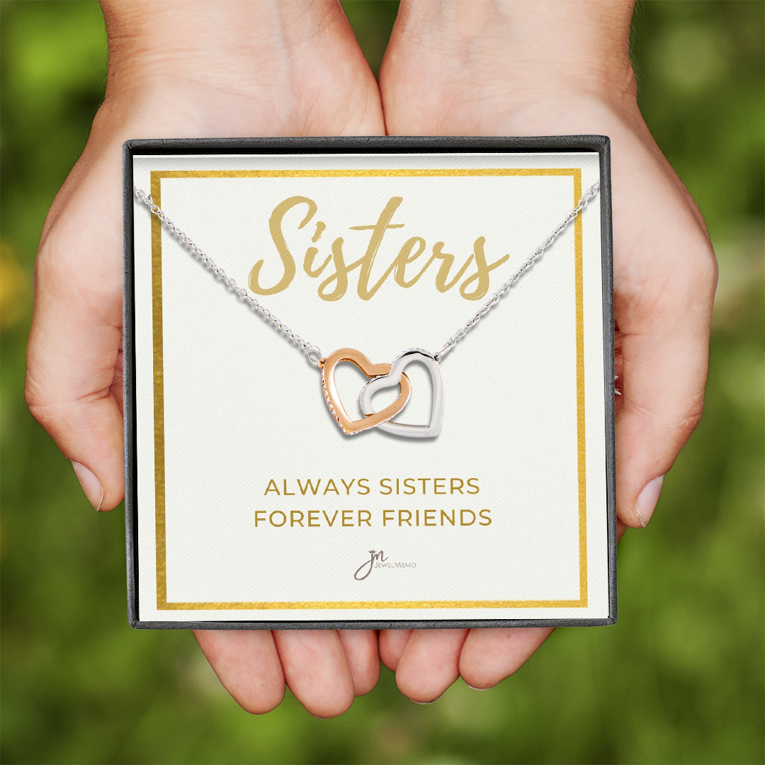 Always Sisters Interlocking Hearts Friendship Necklace
