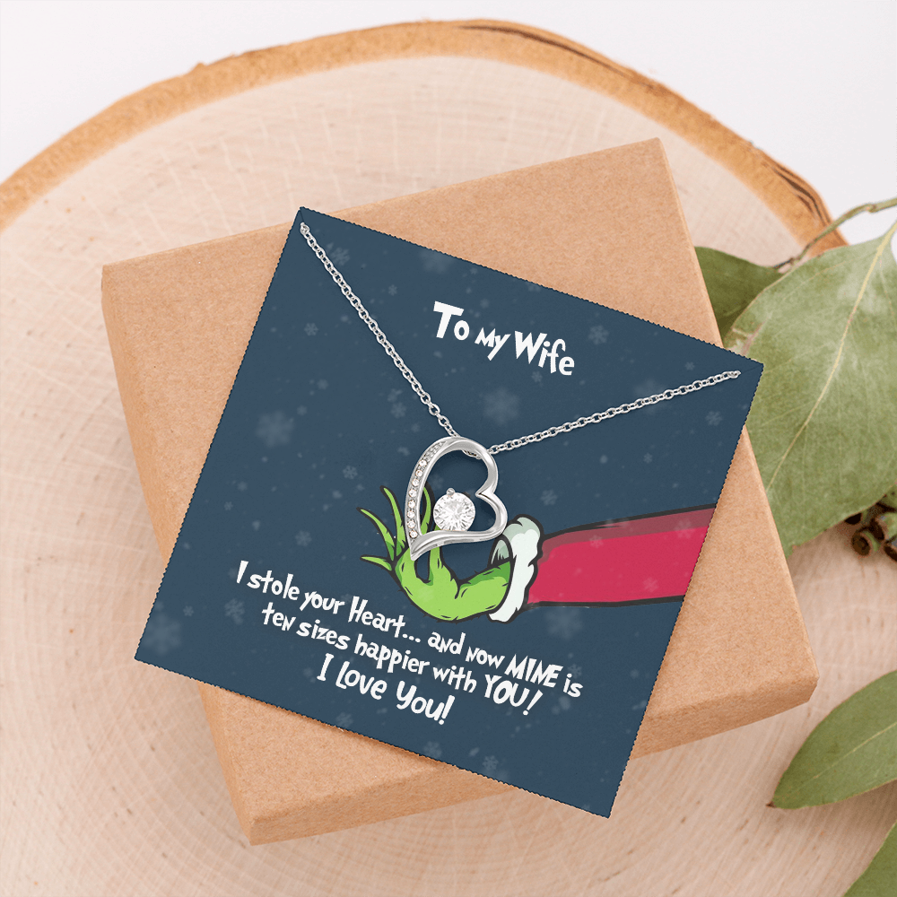 Grinch Necklace - To My Wife Forever Love - Silver