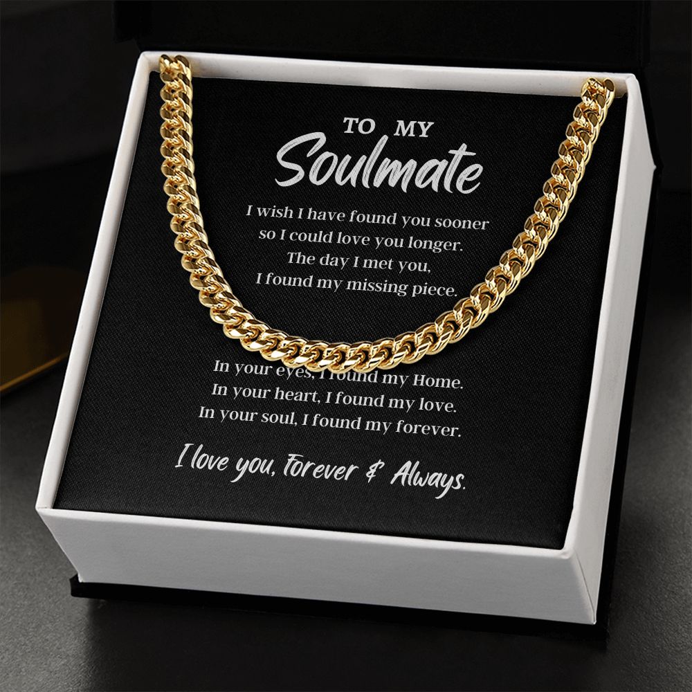 To My Soulmate Cuban Link Chain Necklace V2