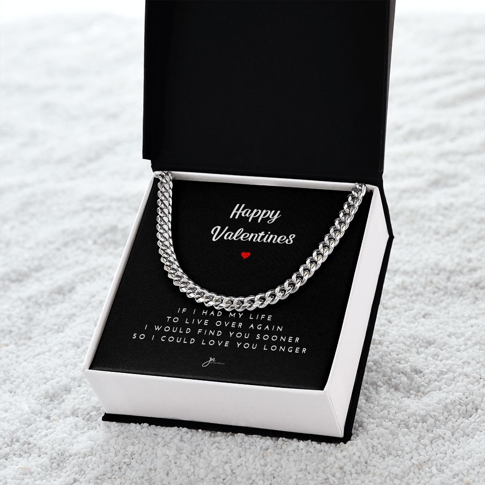 Happy Valentines Cuban Link Chain Necklace - Black Card