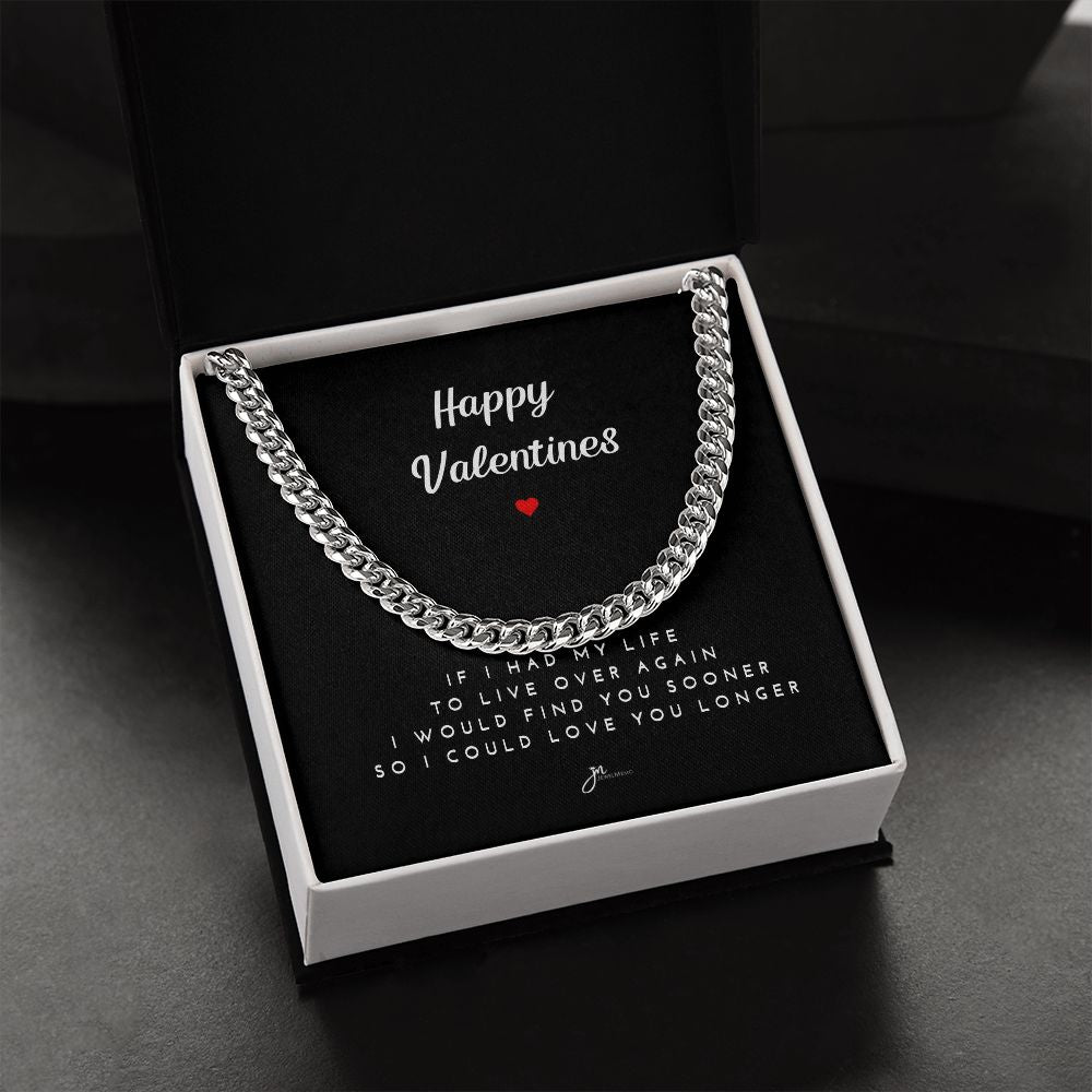 Happy Valentines Cuban Link Chain Necklace - Black Card