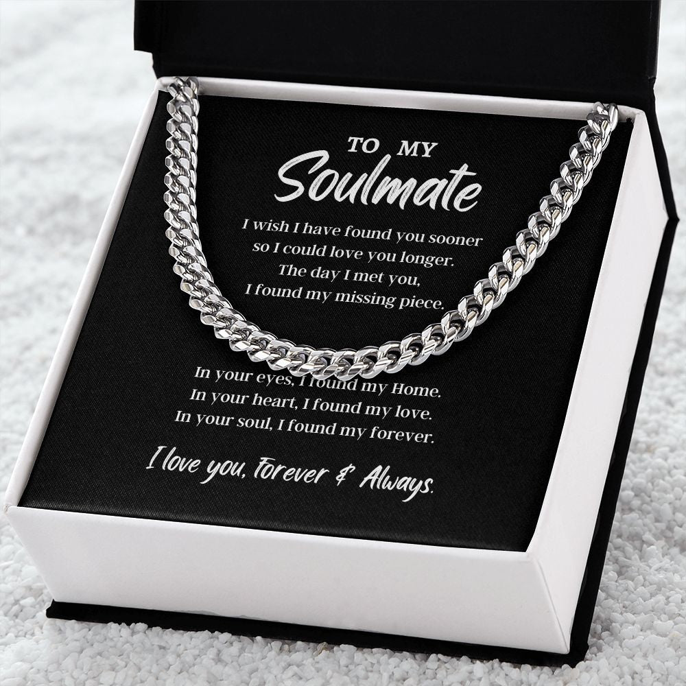 To My Soulmate Cuban Link Chain Necklace V2