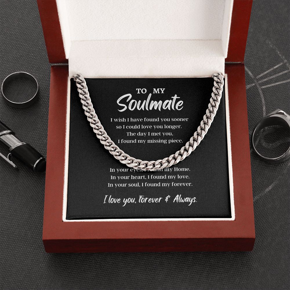 To My Soulmate Cuban Link Chain Necklace V2
