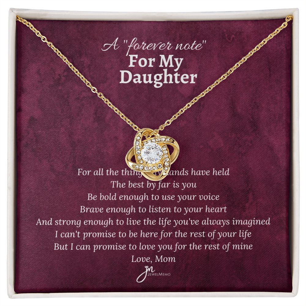 For My Daughther, Love Mom Love Knot Necklace
