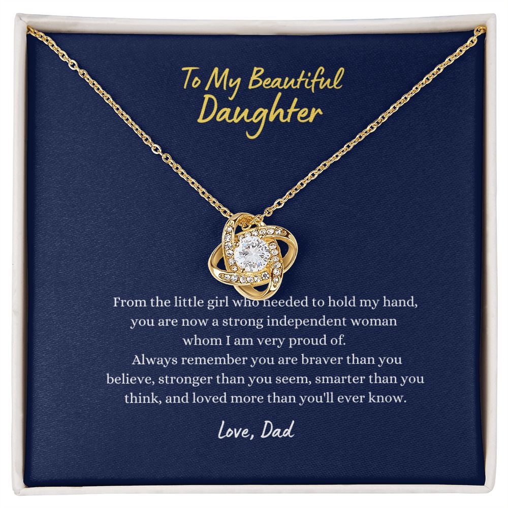 To My Beautiful Daughter, Love Dad - Love Knot Necklace