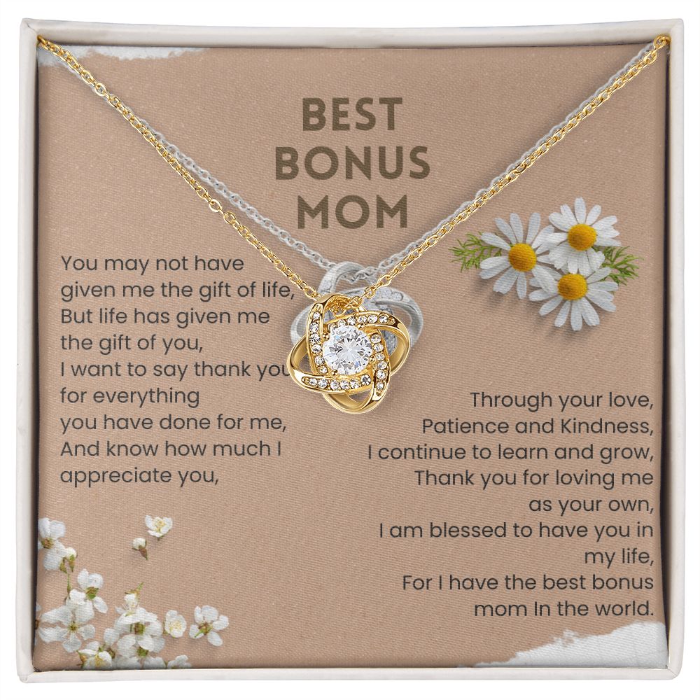 Best Bonus Mom In The World Love Knot Necklace