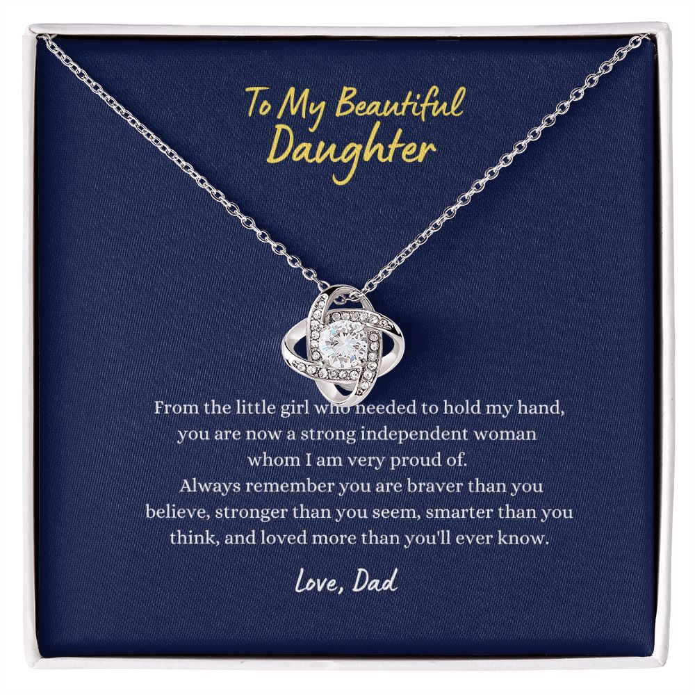 To My Beautiful Daughter, Love Dad - Love Knot Necklace